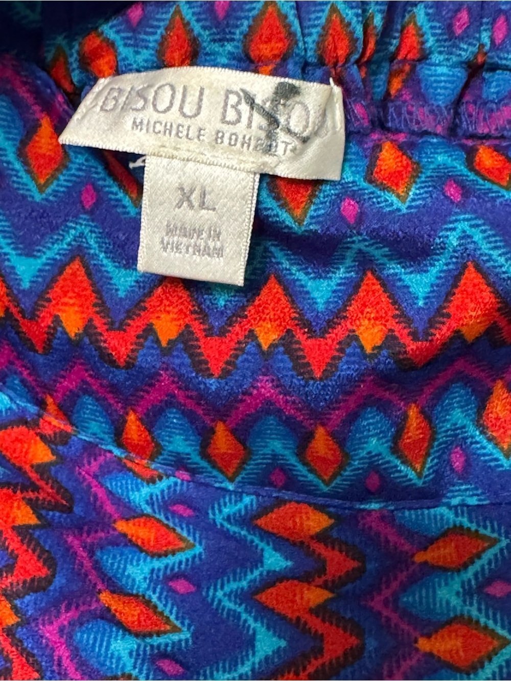 Bisou Bisou Multicolor Zigzag Print Pants - Blue, Red, Purple - Picture 5 of 6